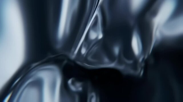 Amorphous fluid shapes morph in dark studio fluidly