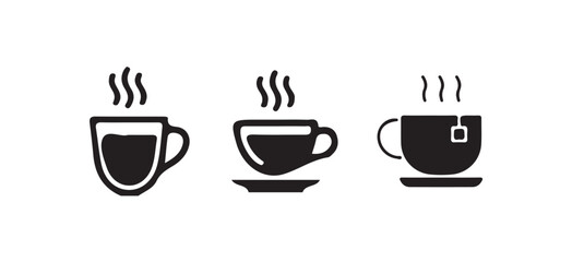 Coffee cup icon set. cup a coffee icon silhouetee. vector illustration eps 10.