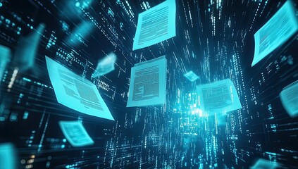 Digital documents fly through a data tunnel