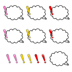 カラフルなビックリマークの右側雲口で雲型の吹き出し