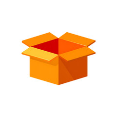 Open Orange Cardboard Box Packaging Design & Delivery Concept