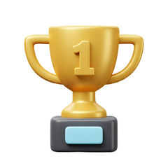 First place gold trophy 3d render illustration