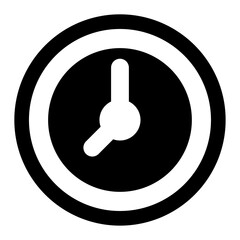 Precise Time Icon: A minimalist monochrome icon of a clock, displaying the essence of precision and temporal awareness. perfect for conveying the importance of deadlines and timely actions.