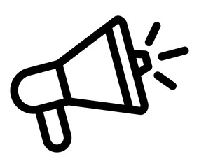 Loudspeaker Icon: A striking icon of a megaphone, rendered in bold black lines against a clean backdrop, emphasizing clear communication and announcement.