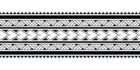 Maori Polynesian tattoo bracelet. Tribal sleeve seamless pattern vector.
