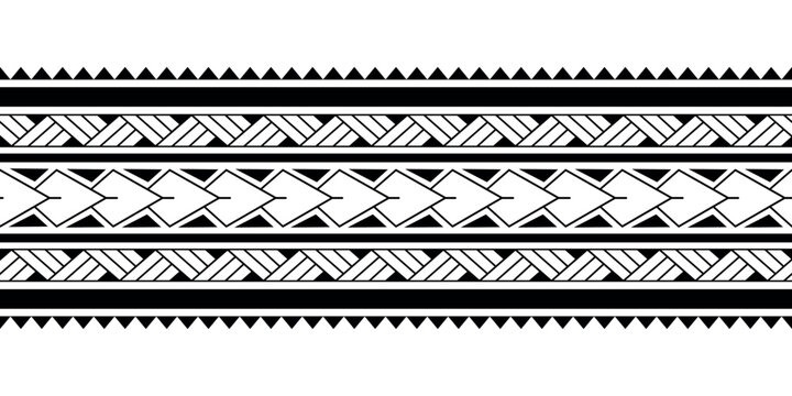 Maori Polynesian tattoo bracelet. Tribal sleeve seamless pattern vector.