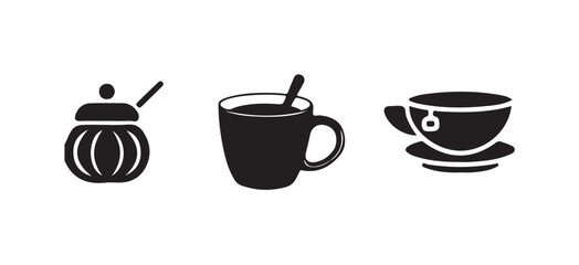 Coffee cup icon set. Tea cup illustration sign collection. Mocha symbol. Tea logo. vector illustration eps 10.