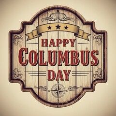 poster with sign for happy columbus day celebration on an illustration