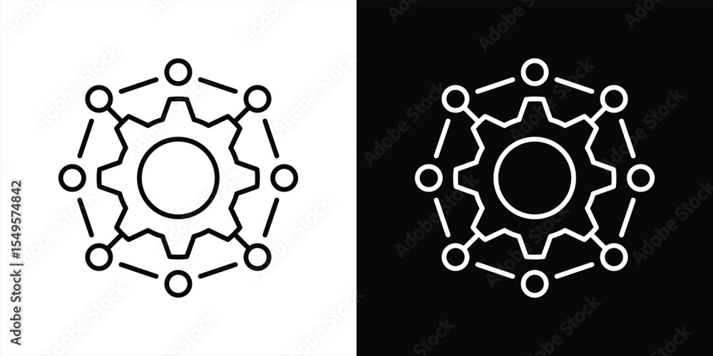 Poster automation icon set. containing ai gear, connectivity, technological evolution, network, system thin