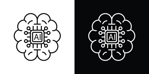 artificial intelligence icon set. containing brainchip, brain, processor, computing thin line and color style icon symbol sign for your app and web. vector illustration