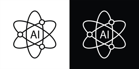 atomic intelligence icon set. containing fusing scientific discovery with the power of artificial intelligence thin line and color style icon symbol sign for your app and web. vector illustration