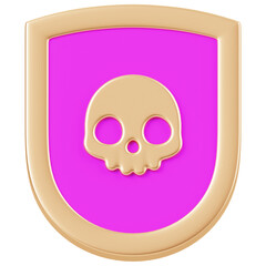 Skull Achievement 3d render icon in cartoon plastic style minimal isolated on transparent white background	
