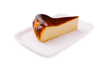Delicious homemade cheesecake slice on a white plate