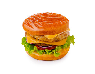 Delicious chicken sandwich with fresh toppings and melted cheese
