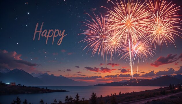 fireworks over the river, christmas card with christmas tree and snowman, Happy New Year Celebration – Golden Sparkling Numbers and Festive Lights on Blue Background
- Powered by Adobe