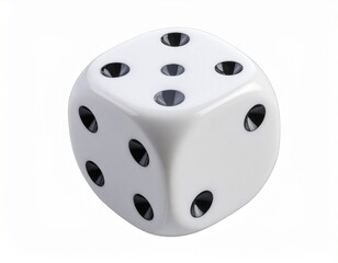 A close-up shot of a dice showcases a solitary die against a backdrop. the object is to highlight detail, form, and texture, creating a visually simple yet engaging composition.