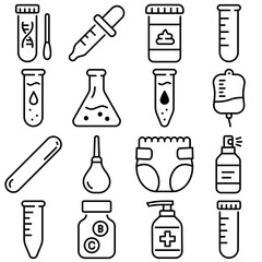 Medical Supplies Icons Set Outline Style (Part 3)