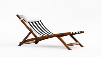 Wooden Sun Lounger with Striped Fabric
