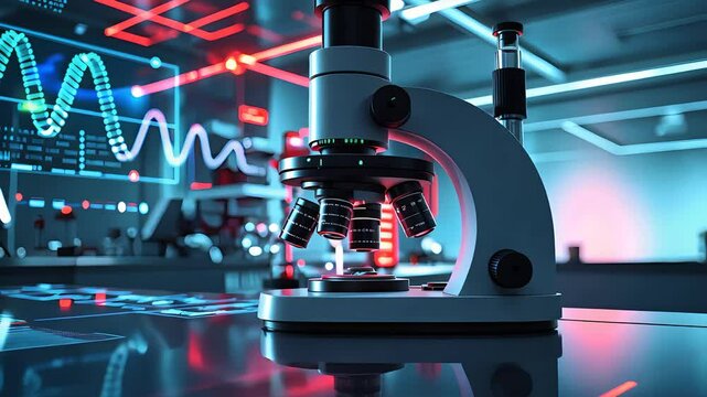 Top Laboratory Microscope with Vibrant Data Screens in Modern Science Lab Setting 108 characters
