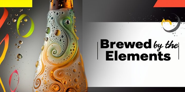 Creative beer label design with colorful abstract elements and black text