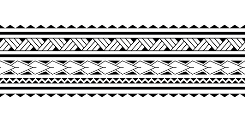 Maori Polynesian tattoo bracelet. Tribal sleeve seamless pattern vector.