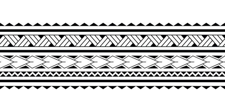 Maori Polynesian tattoo bracelet. Tribal sleeve seamless pattern vector.