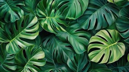 Fototapeta premium Lush tropical leaves, vibrant green