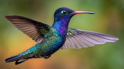 Obraz premium Colorful hummingbird hovering with open wings