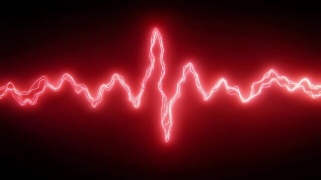 Red Electric Pulse Waveform Animation Representing Energy and Heartbeat on a Dark Background