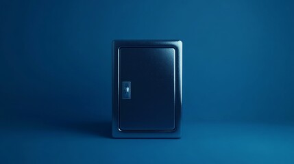 Black box against blue background.