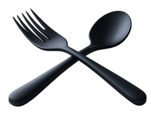 Black fork and spoon crossed