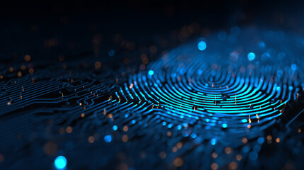 Abstract technology circuit board background. Fingerprint scanning cybersecurity concept. modern technology innovation concept background 