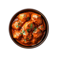 Fototapeta premium Aromatic Indian Butter Chicken in a Bowl - Overhead Shot