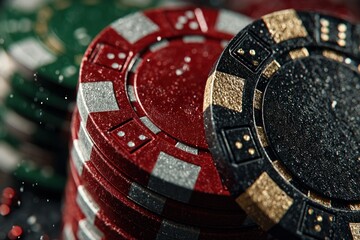 Obraz premium Close-up of stacked casino chips (1)