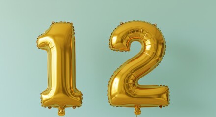 Gold balloons number twelve