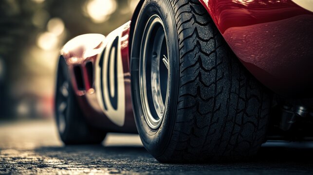 Classic race car, low angle view
