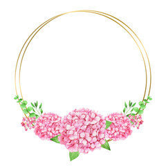 Circle floral with golden frame