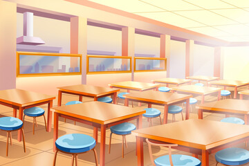 School Cafeteria Interior Background