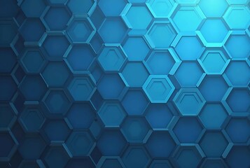 Fototapeta premium Minimal tech-inspired background with a subtle hexagonal grid overlay and a smooth dark-to-light blue gradient – ideal for futuristic UI design, data visualization, presentations, and digital themes