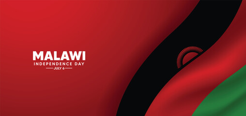 Malawi Independence Day 6 July Waving flag vector poster