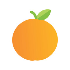 Bright Citrus Orange Fruit Flat Vector Icon Isolated on White Background