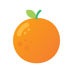 Bright Citrus Orange Fruit Flat Vector Icon Isolated on White Background