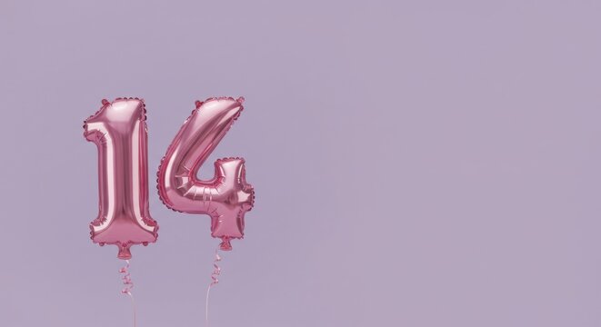 Pink foil balloons number fourteen