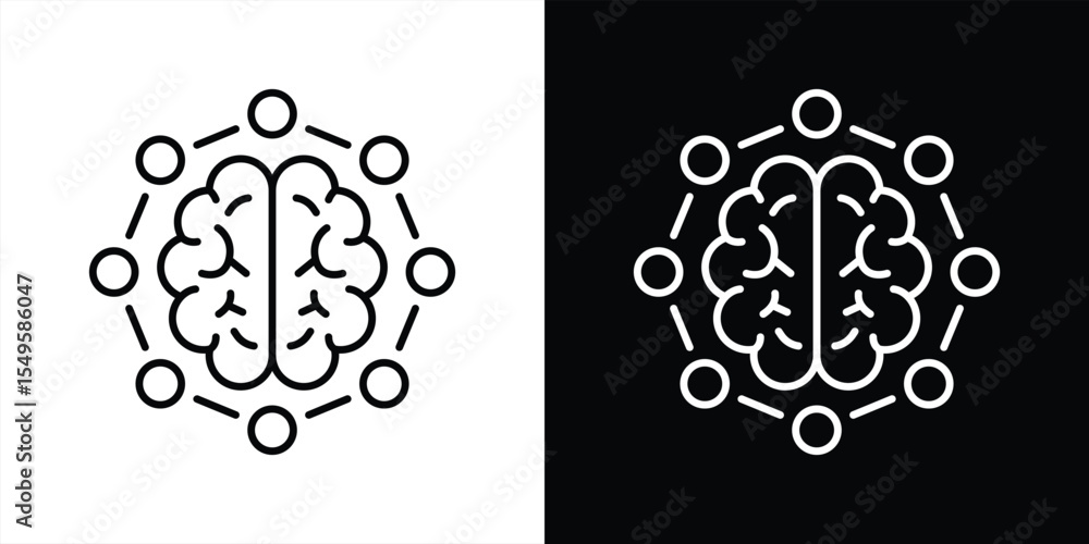 Poster cognitive constellation icon set. containing neural intelligence and digital connectivity in a brain