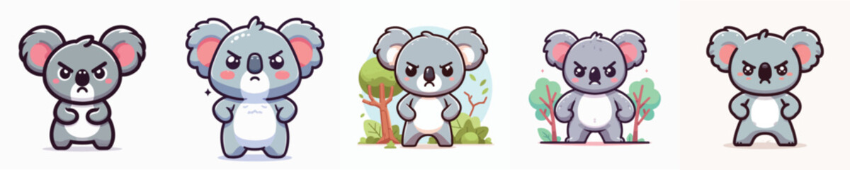 cute koala vector is showing angry expression
