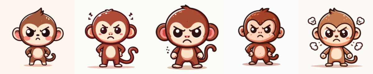 funny monkey vector is angry expression