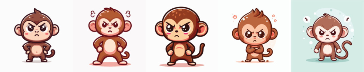 funny monkey vector is angry expression