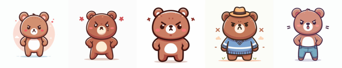 cute bear vector is showing angry expression