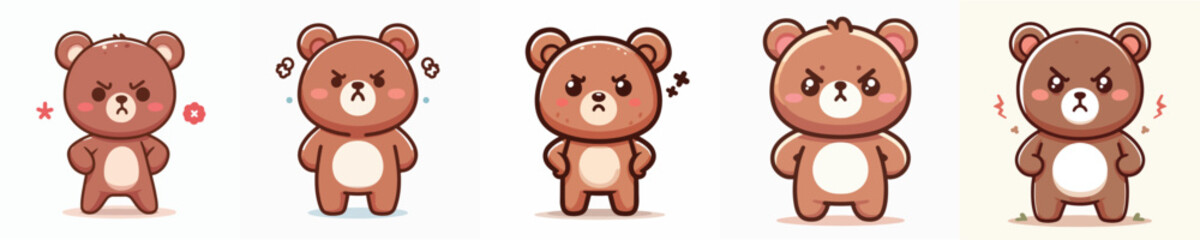 cute bear vector is showing angry expression
