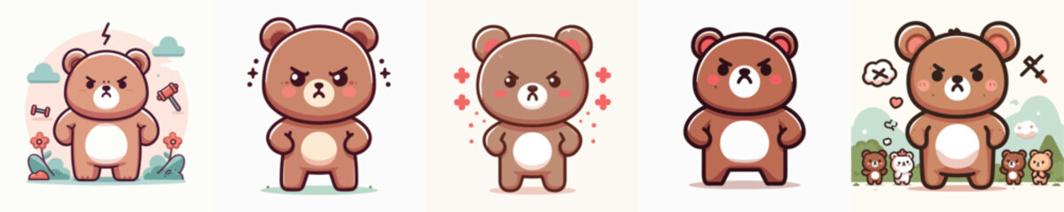 Obraz premium cute bear vector is showing angry expression